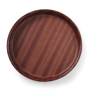 Tác servírovací laminovaný, protiskluzový, kulatý s vysokým okrajem, AmerBox, Mahagon, ⌀320x(H)35mm | 507711